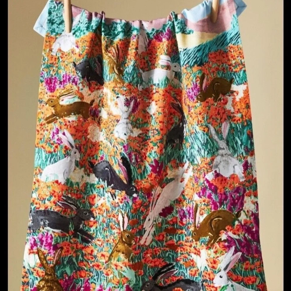 NWT Anthropologie Bunny Fields Cotton Easter Tea Kitchen Dish Towel